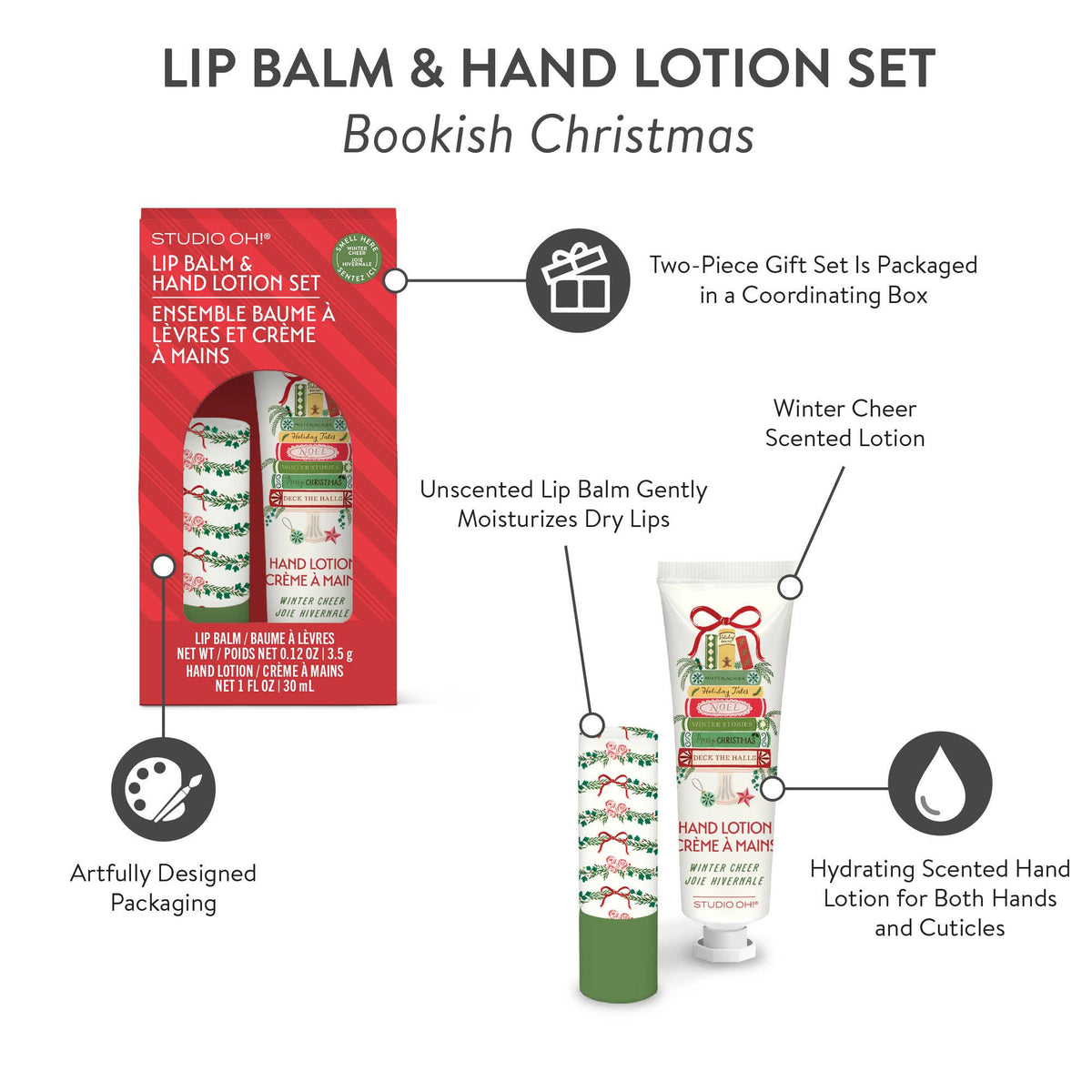 Bookish Christmas Lip Balm & Hand Lotion Set