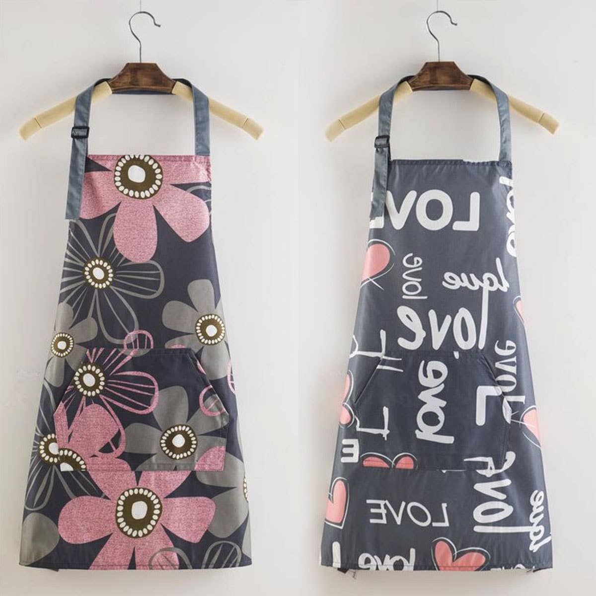 Chrysanthemum Print Waterproof Aprons with pockets_CWMM2030