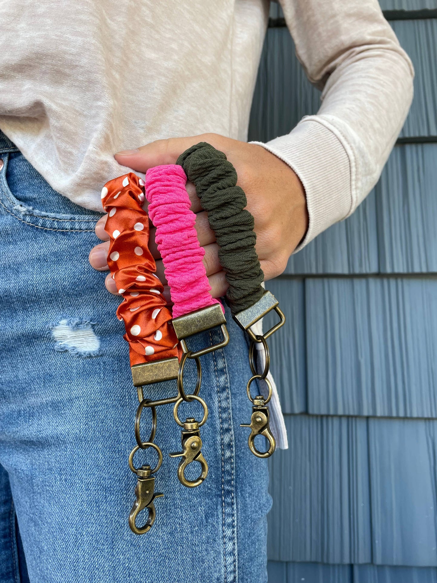 Rust Polka Dot 🧡 Scrunchie Keychain