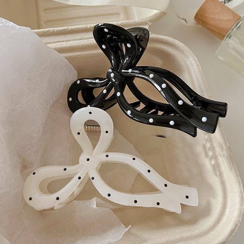 Polka Dot Bow Hair Claw Clips | 40H1094