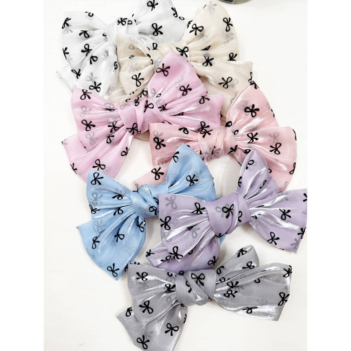Double Layer Soft Tone Organza Bow Alligator Clips
