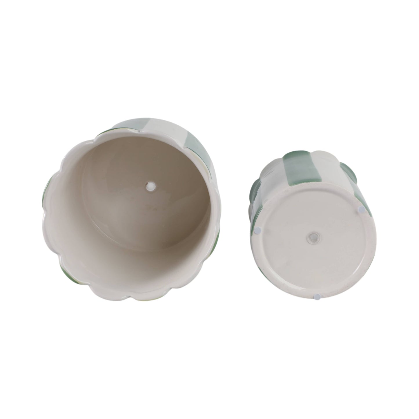 Green/White Ceramic Striped, 6/8 in.