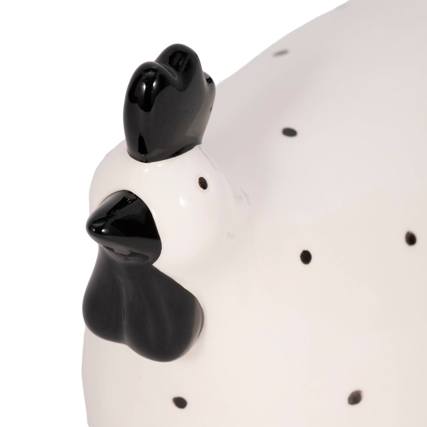 Ceramic Dotted Rooster Figurine - White/Black, 7 in.