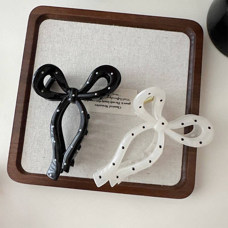 Polka Dot Bow Hair Claw Clips | 40H1094