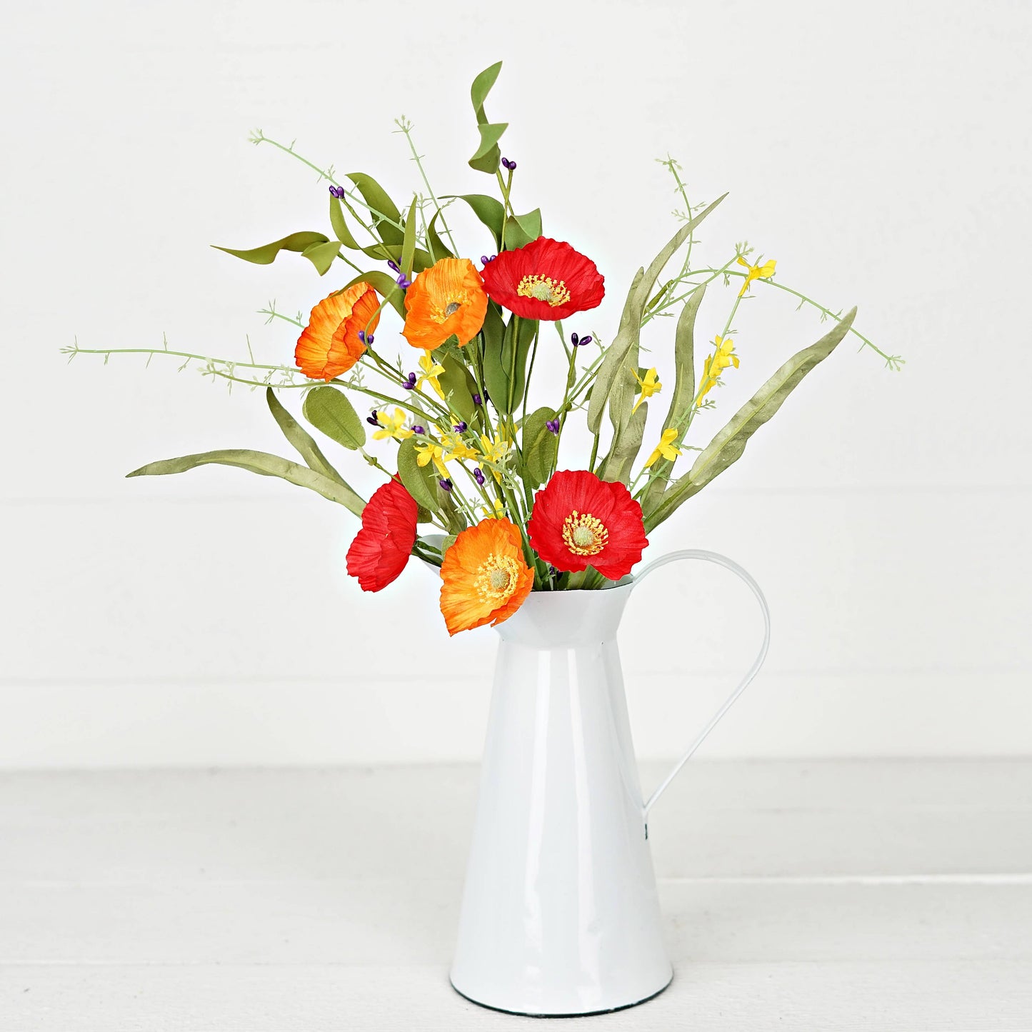 Bush-Orange Red Poppy w. Wild Flower