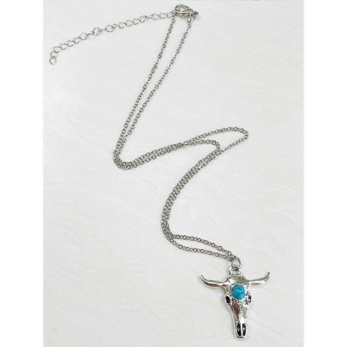 Turquoise Vintage Bull Silver Necklace