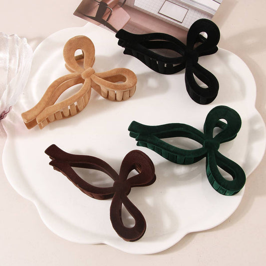RETRO VELVET BOW HAIR CLAW CLIP FOR FALL AND WINTE_CWAHA0484