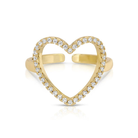 Pave Heart Adjustable Ring