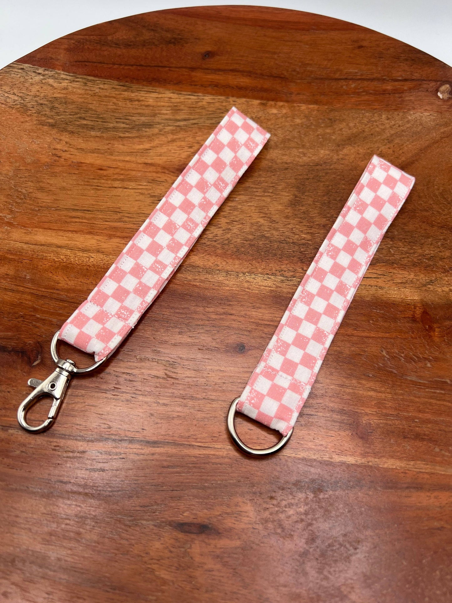 Pink and White Checker Lanyards