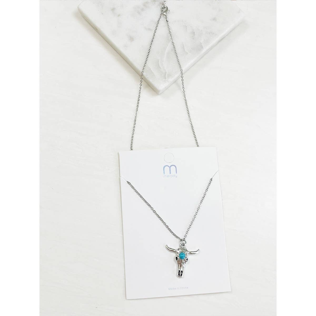 Turquoise Vintage Bull Silver Necklace