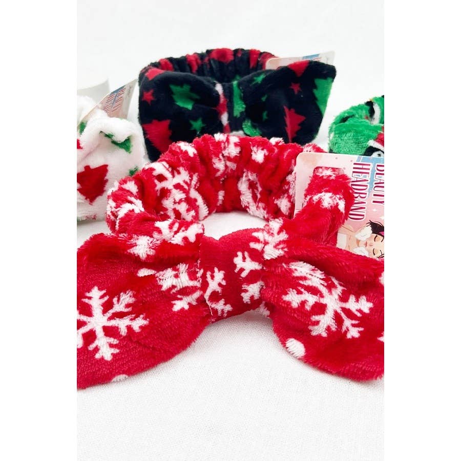 Christmas Pattern Beauty Spa Bow Headband
