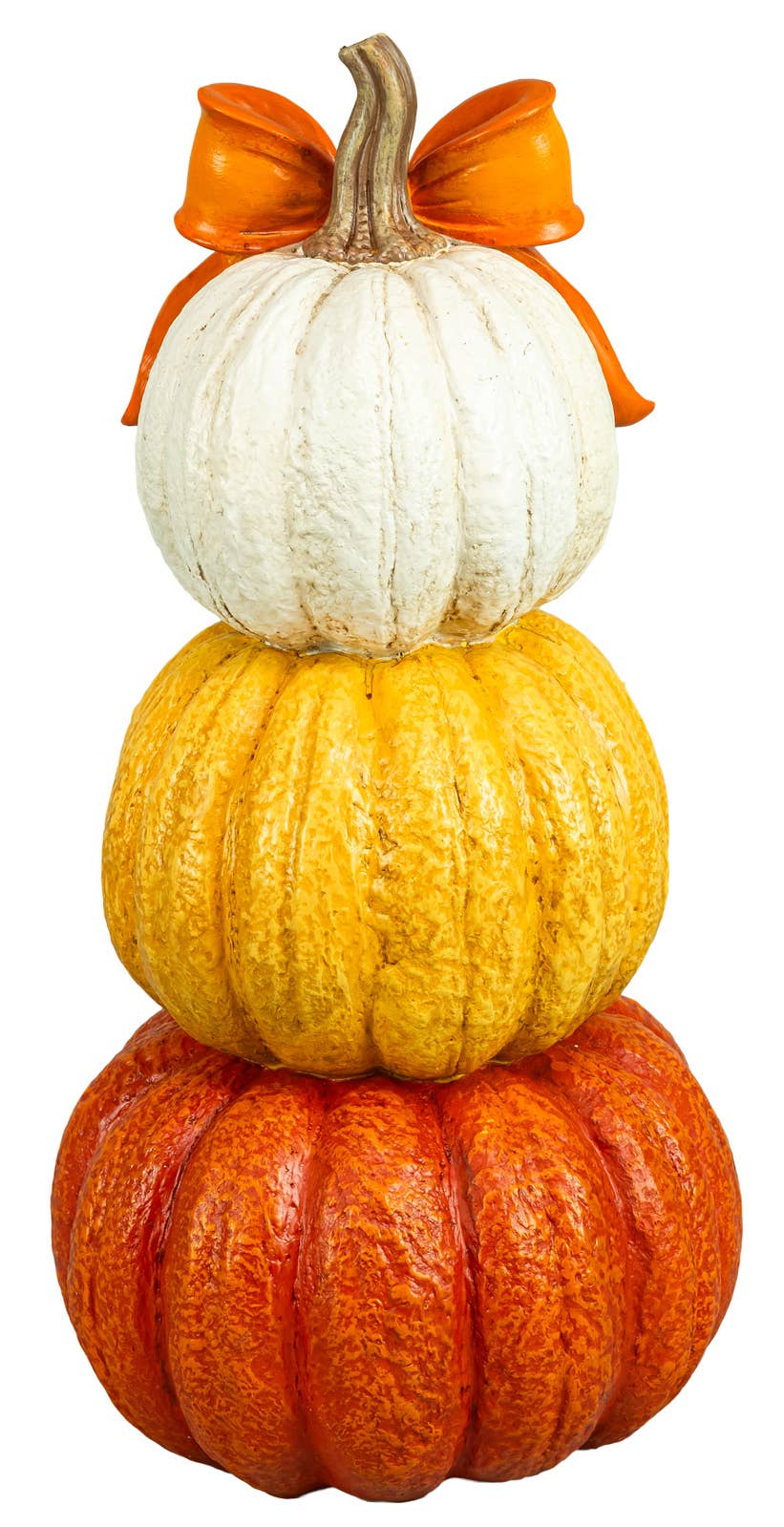 Ribbon Bow Fall Pumpkin Stack 12" Tabletop
