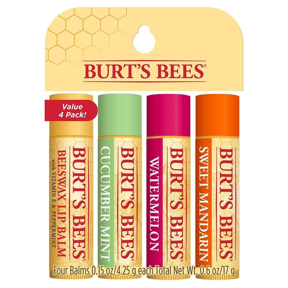 Beeswax Lip Balms, 4 Pack in Blister Box