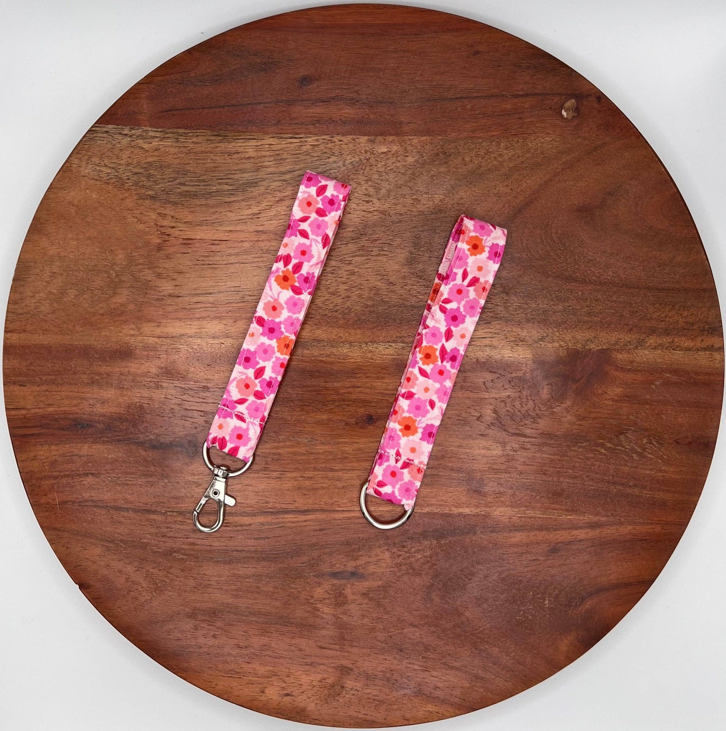 Pink and Orange Floral Lanyard