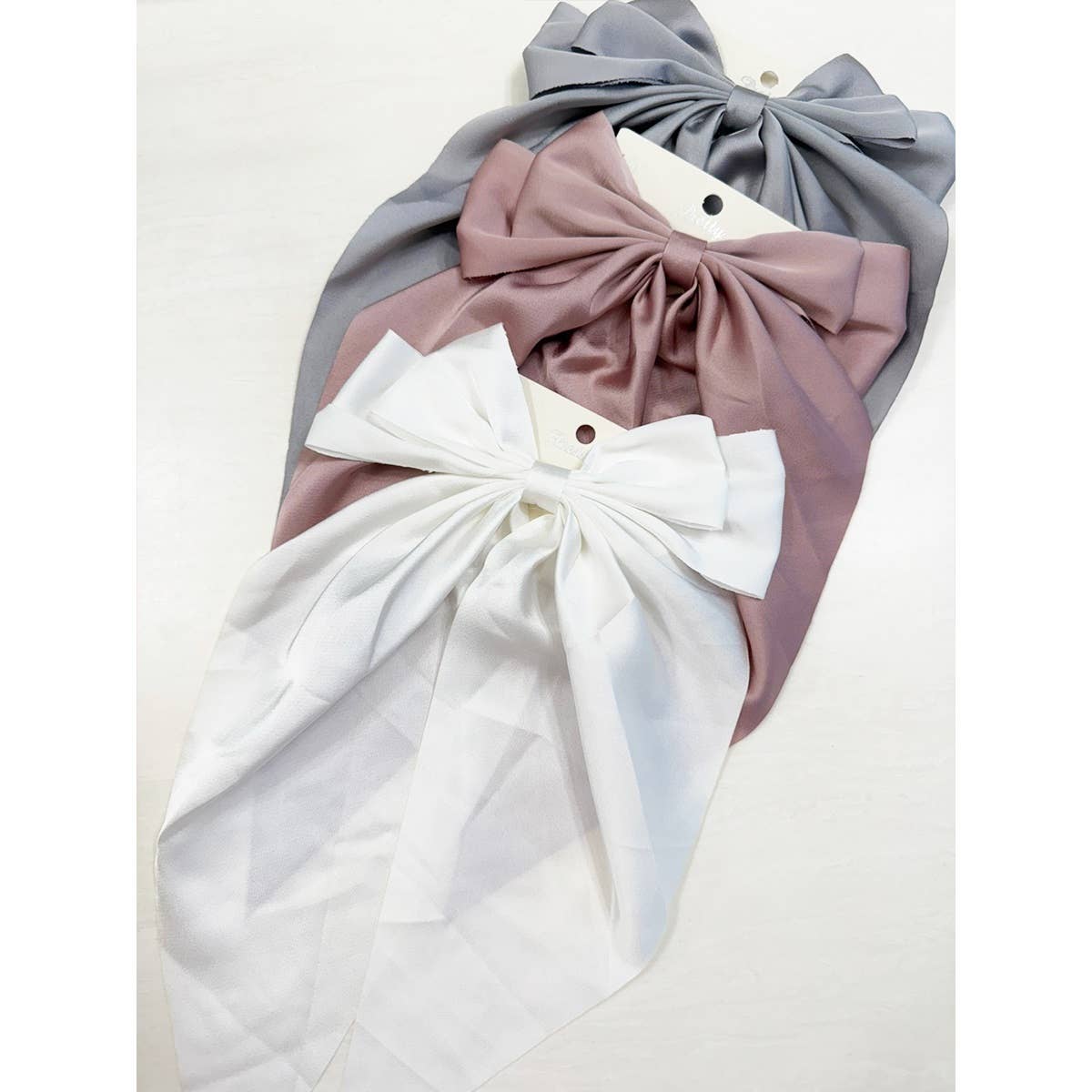 Long Tail Satin Hair Bow Clip- varied colors