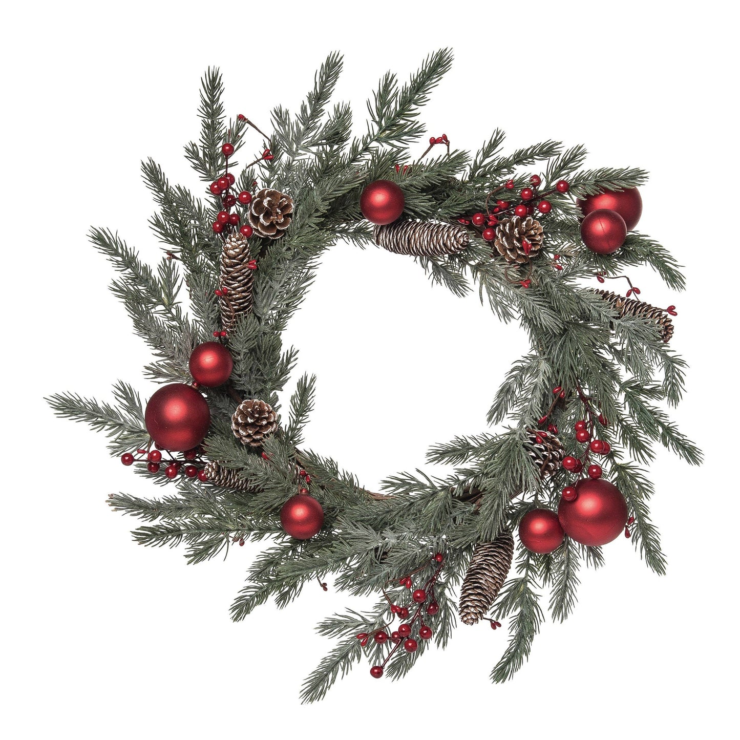 Metal 24" ed Christmas Orn and Acorn Wreath