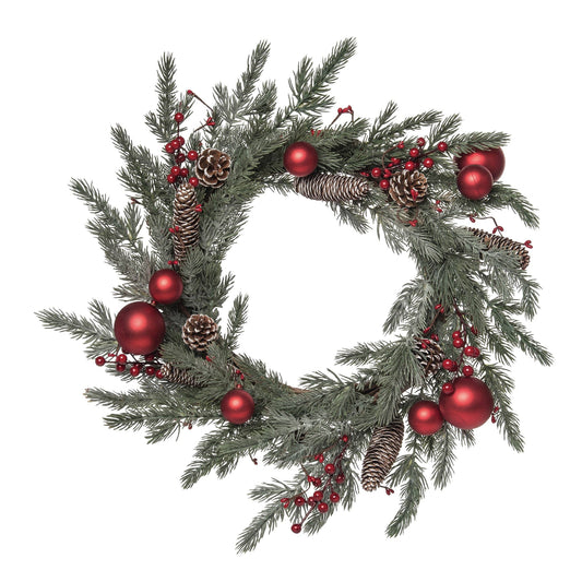 Metal 24" ed Christmas Orn and Acorn Wreath