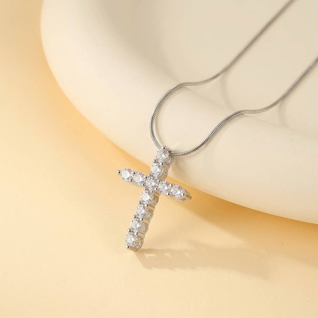 18K STAINLESS STEEL TARNISH FREE CROSS NECKLACE | 40NK9731