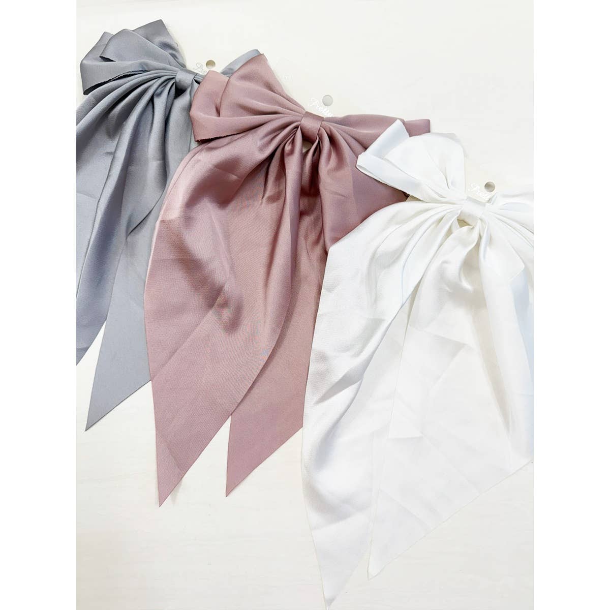 Long Tail Satin Hair Bow Clip- varied colors
