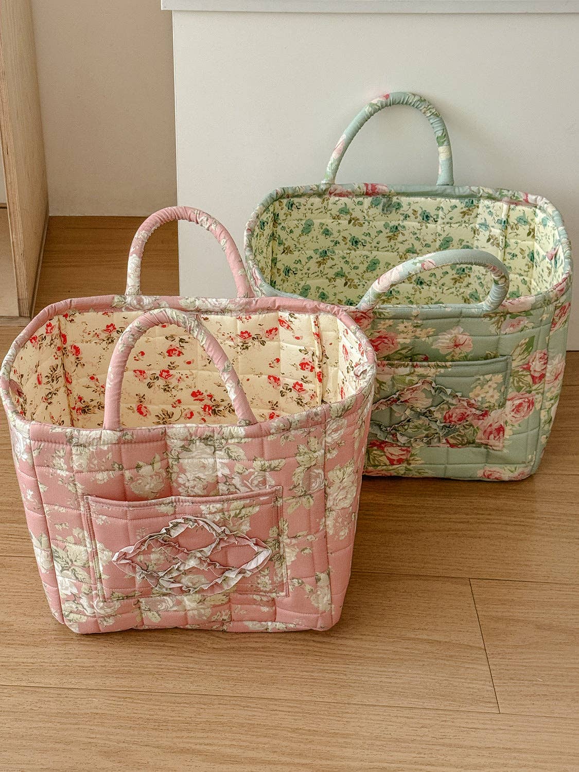 Quilted Floral Soft Side Storage Tote