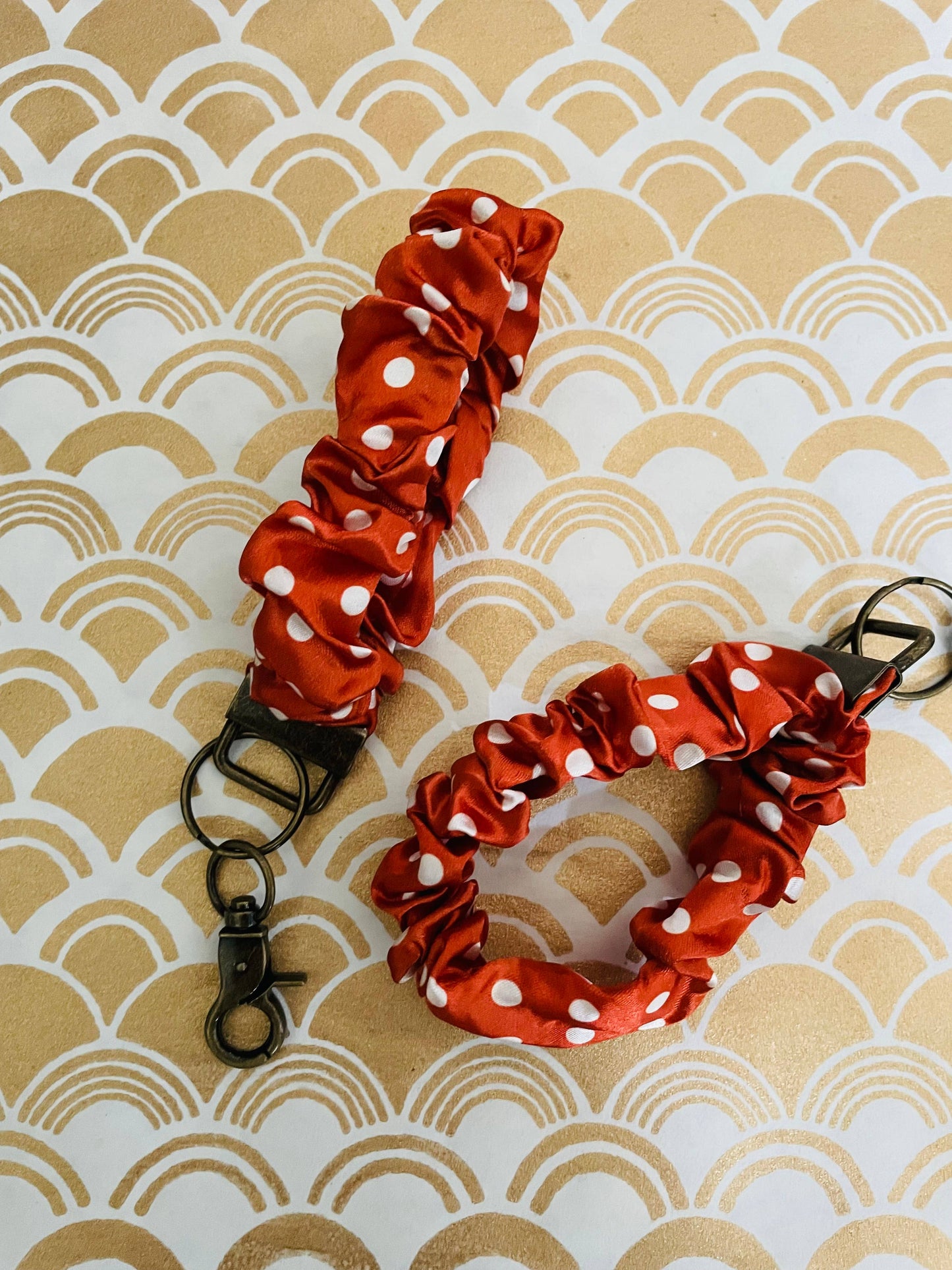 Rust Polka Dot 🧡 Scrunchie Keychain