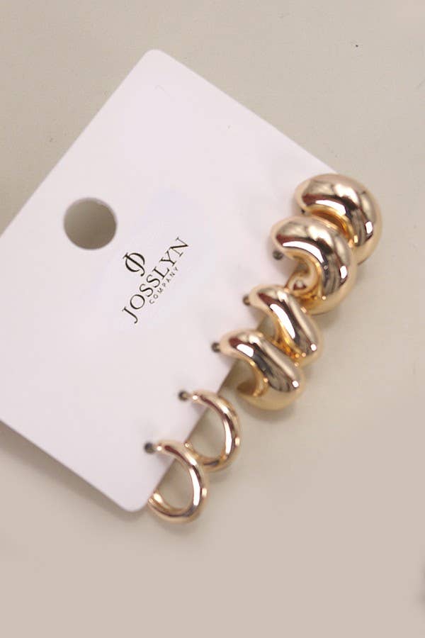 BUBBLE HOOP HUGGIE TRIO EARRINGS | 80E5359