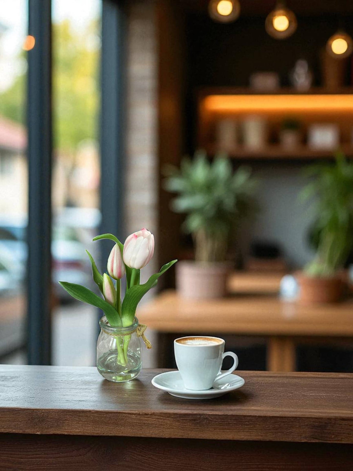 3"DIA-Ultra Realistic Real Touch Tulip in vase