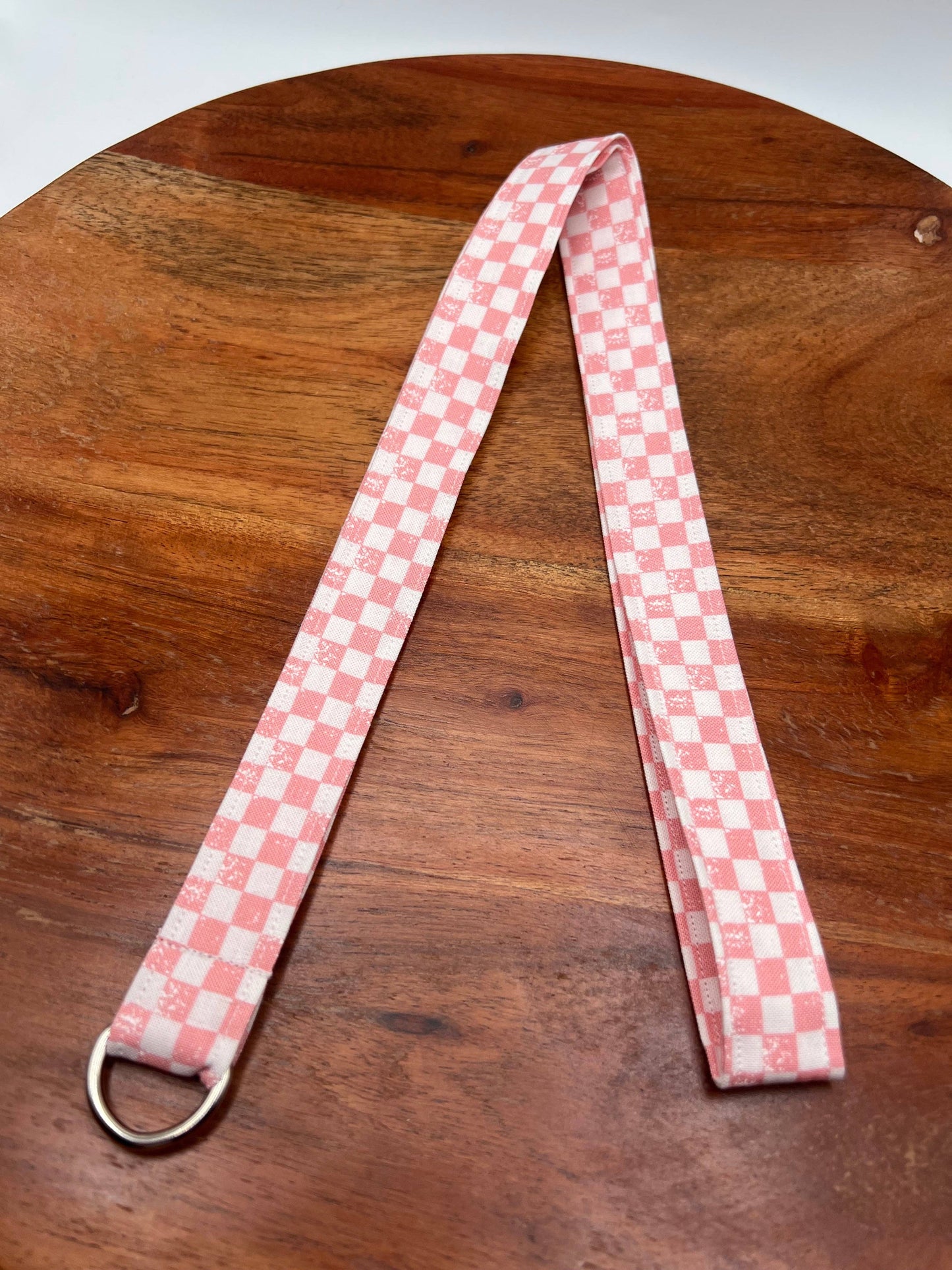 Pink and White Checker Lanyards
