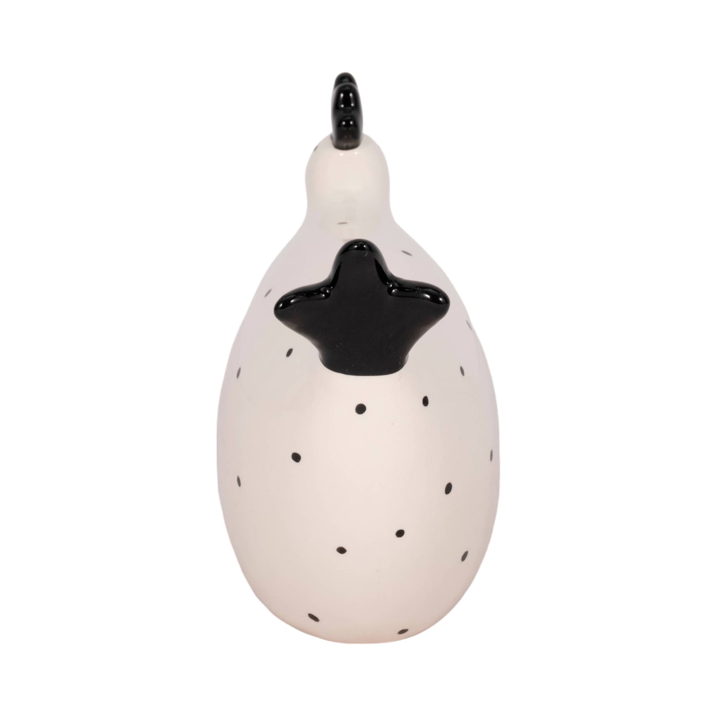 Ceramic Dotted Rooster Figurine - White/Black, 7 in.