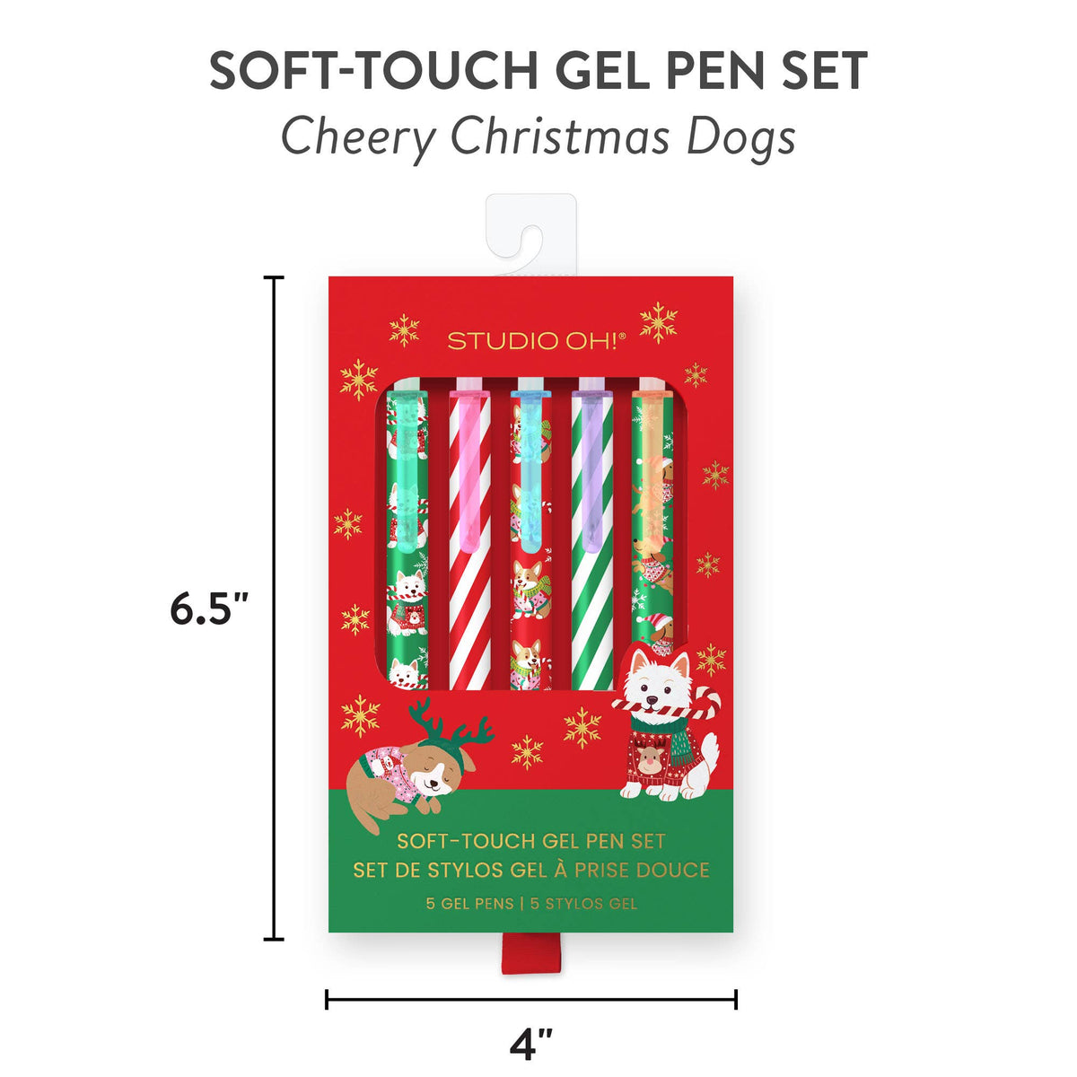 Cheery Christmas Dogs Soft-Touch Gel Pen Set