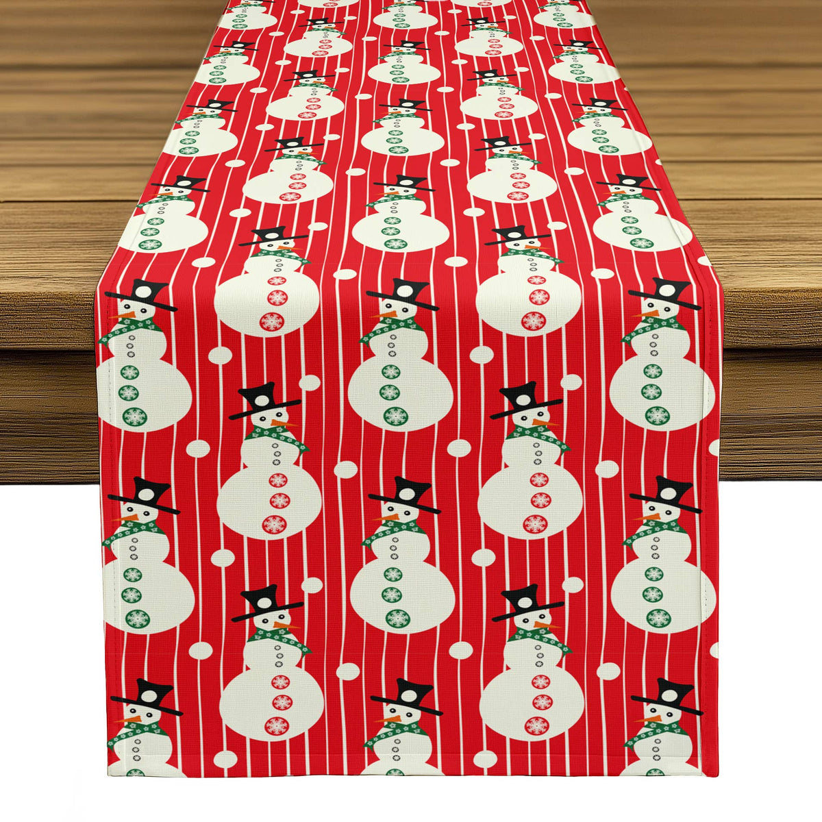 Snowmen Stripe Table Runner