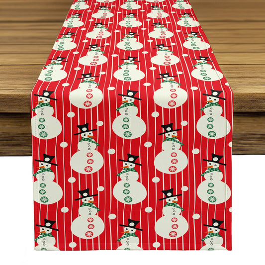 Snowmen Stripe Table Runner