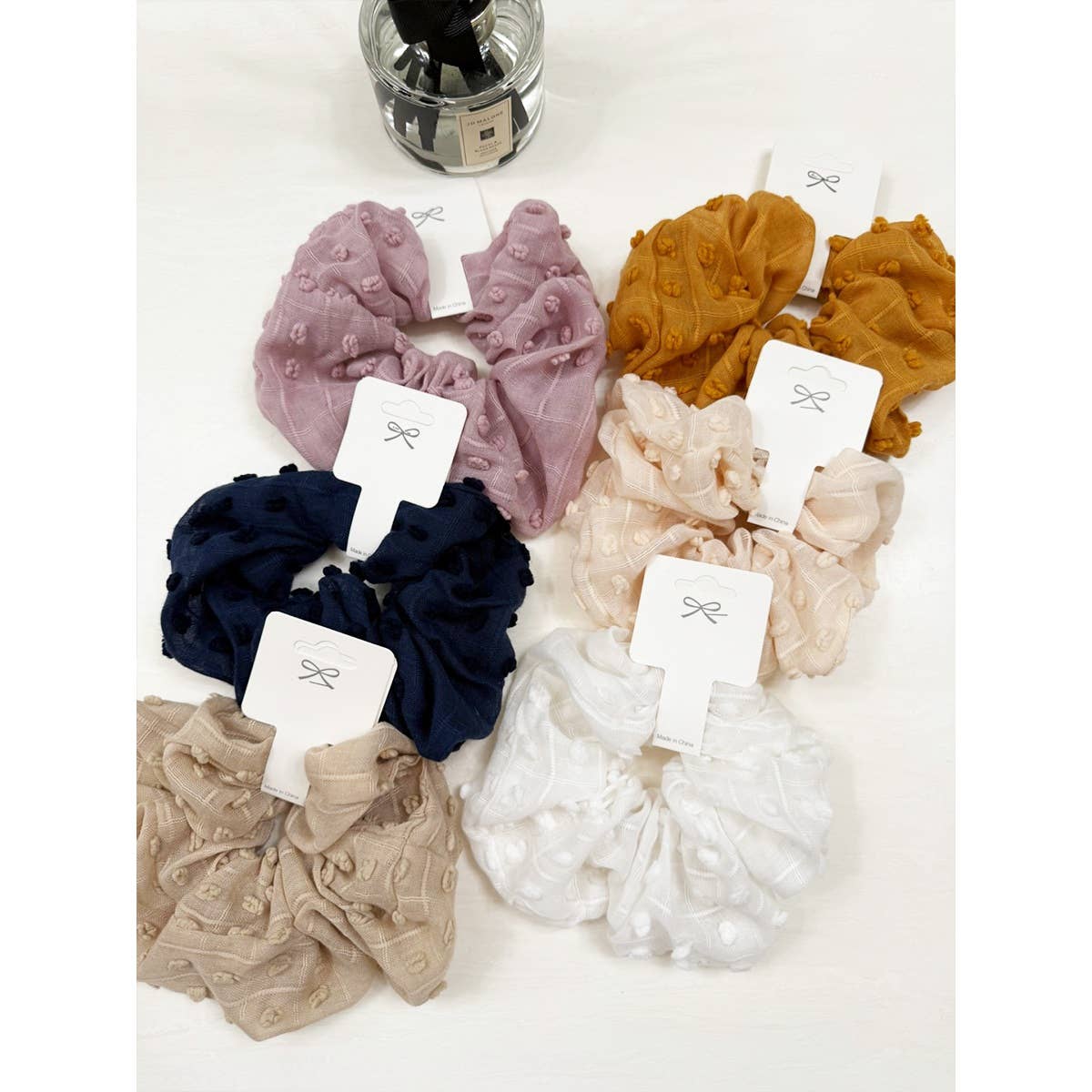 Pompom Textured  Soft Tone Jumbo Scunchie