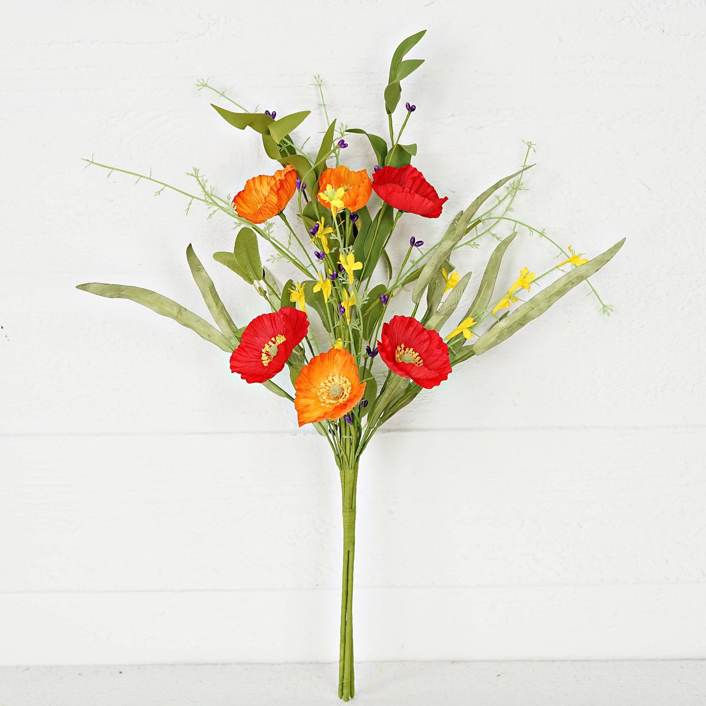 Bush-Orange Red Poppy w. Wild Flower