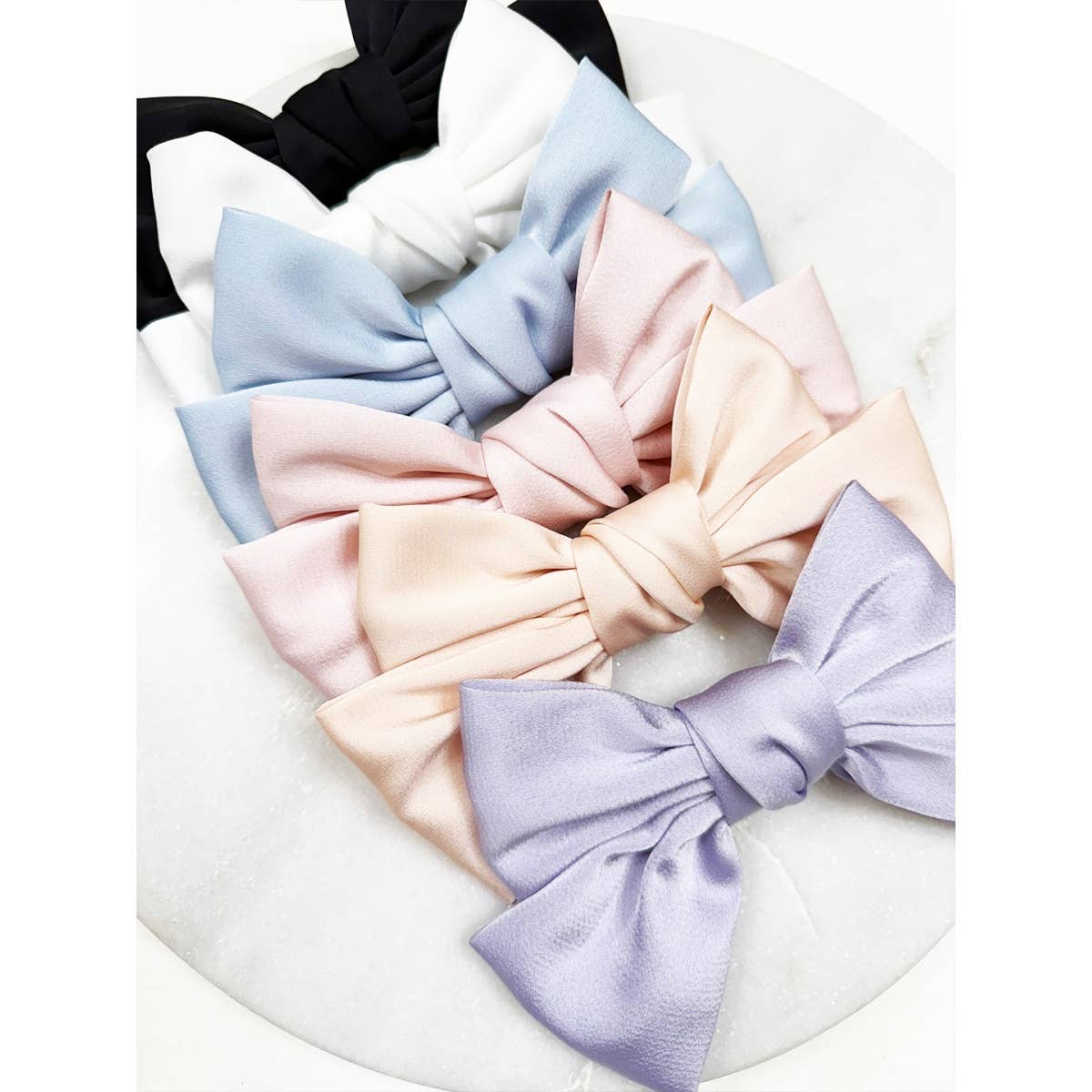 Double Layer Soft Tone Satin Bow Hair Clips