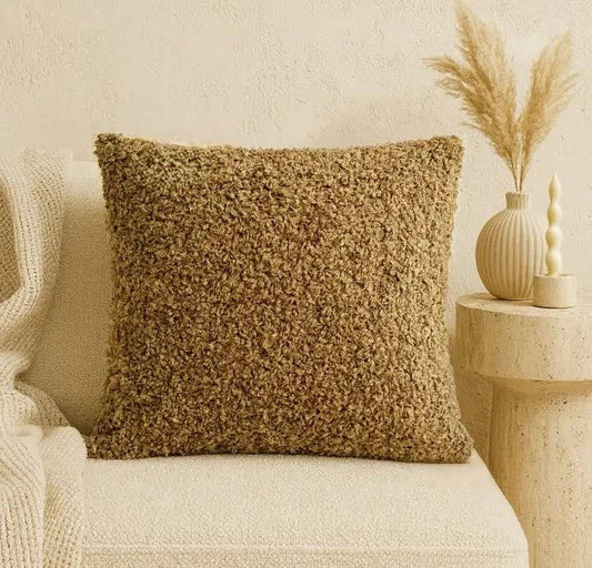 Texlina Holiday Decor Cozy Teddy Throw Pillow brown 18"x18"