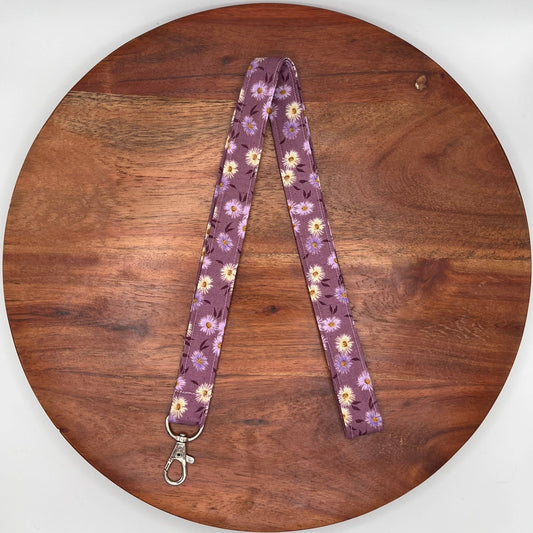 Purple and Yellow Floral Lanyard