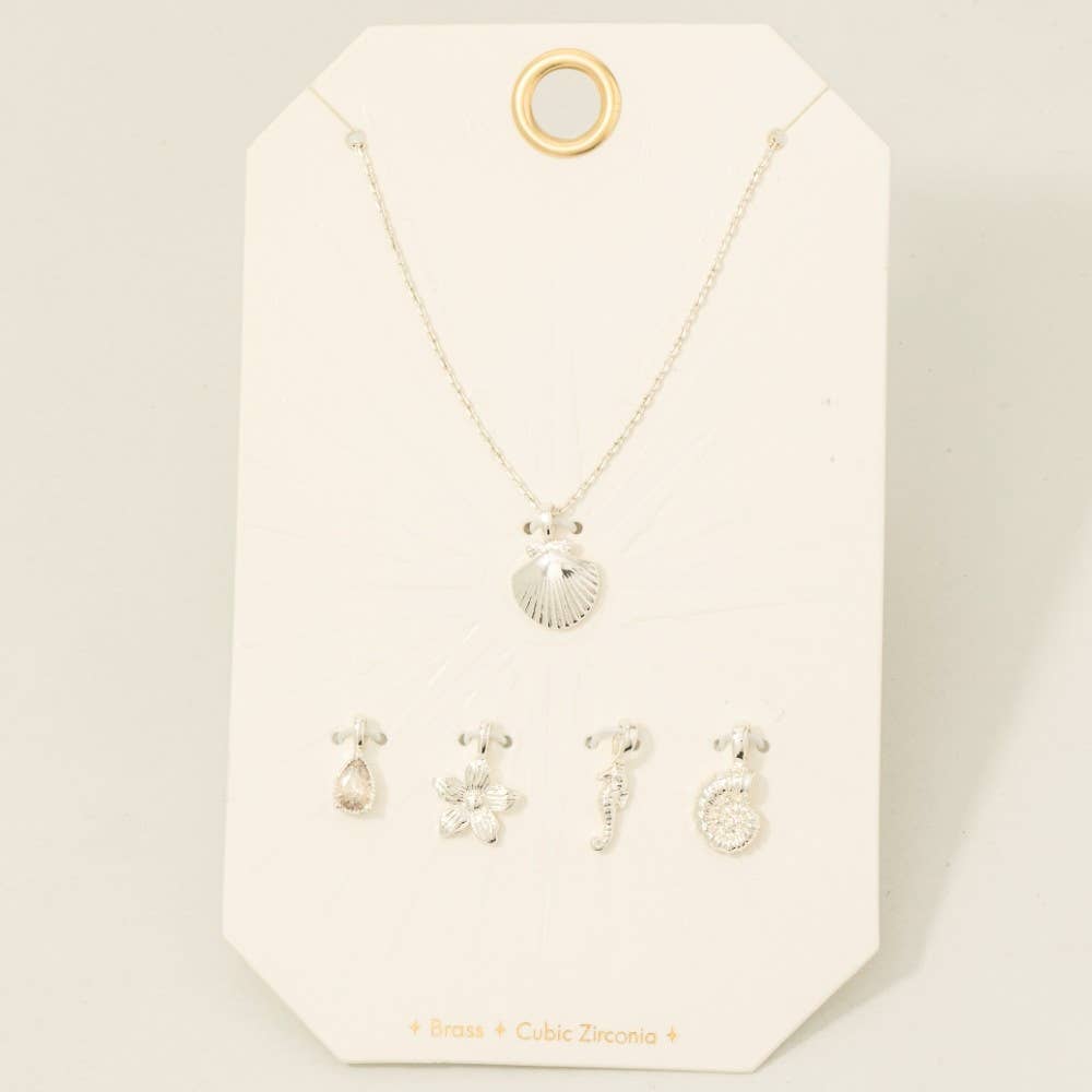 Sea Life Clam Shell Swappable Pendant Necklace