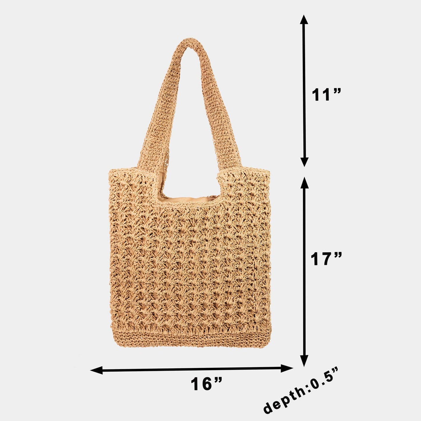 Intricate Straw Knit Tote Bag