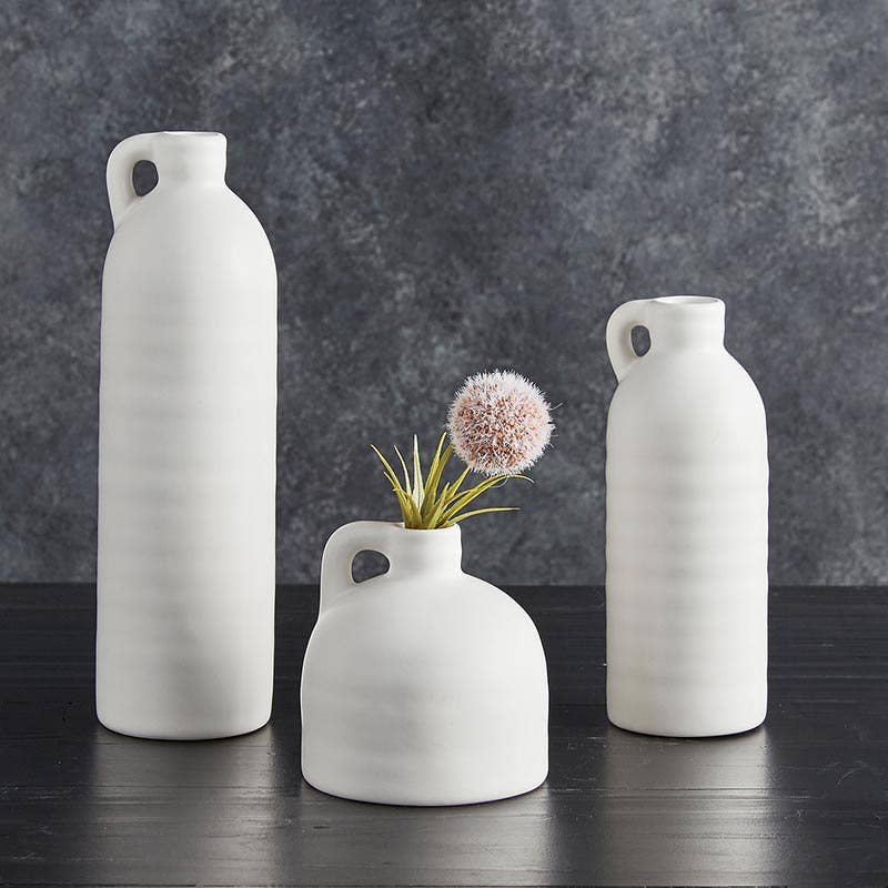 White Vase with Handle -large