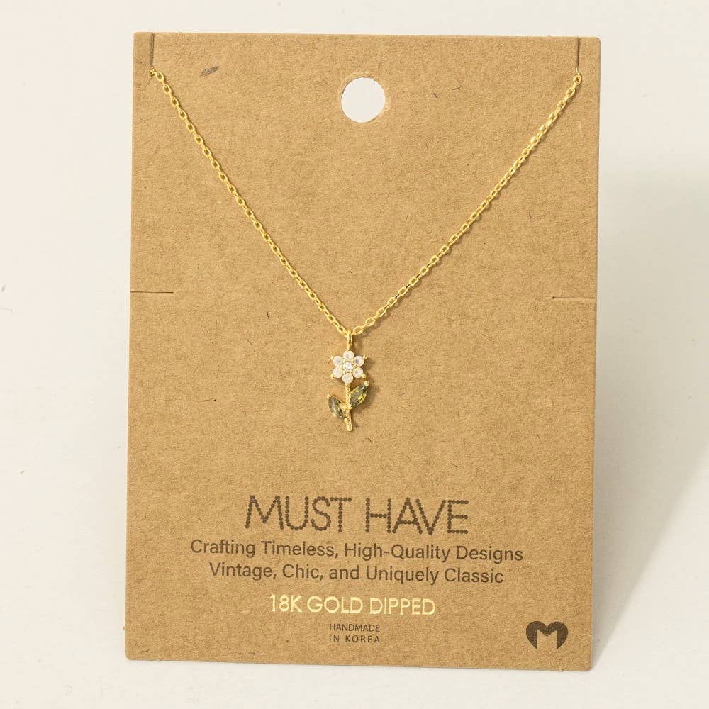 Cz Flower Pendant Necklace