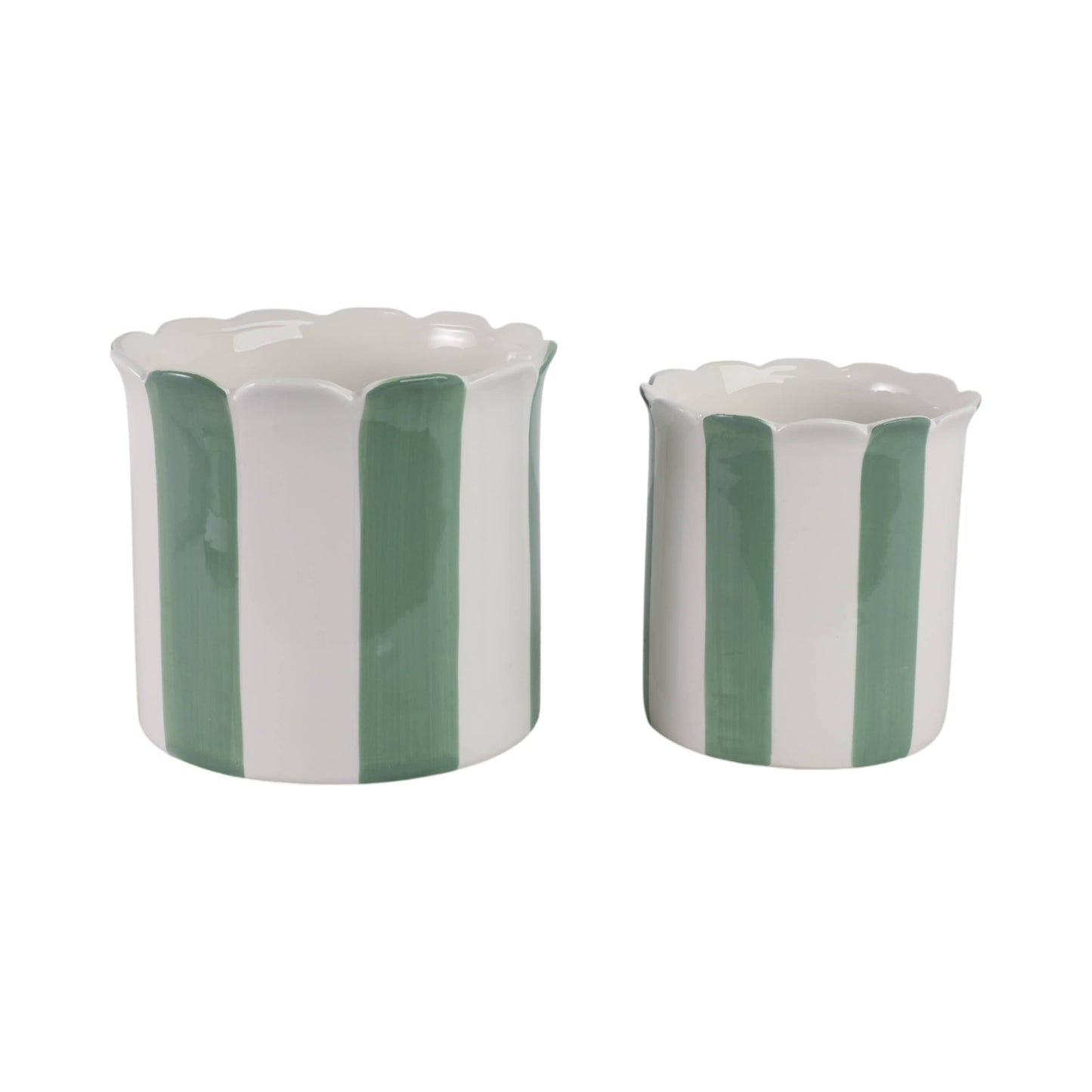 Green/White Ceramic Striped, 6/8 in.