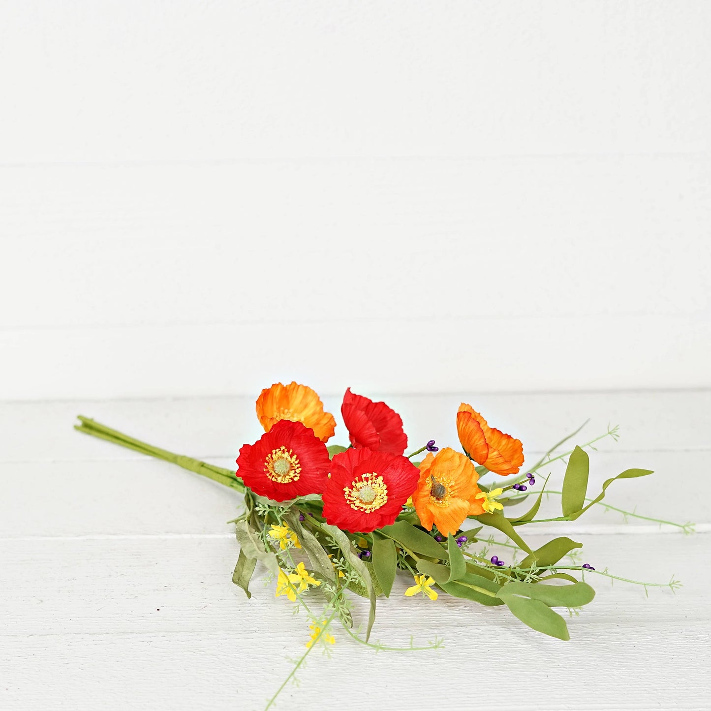 Bush-Orange Red Poppy w. Wild Flower