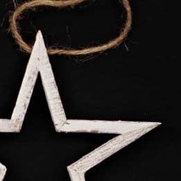 M30156- 8.5" WOODEN FRAME STAR-WHITE