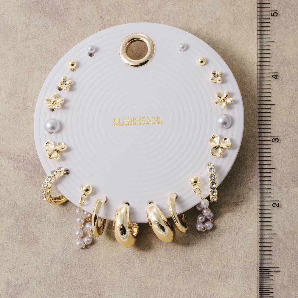 Floral Pearl Multi Style Earring Set