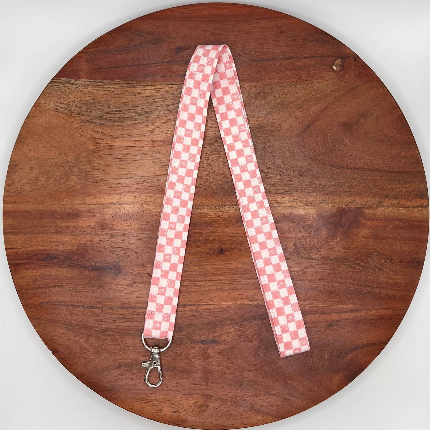 Pink and White Checker Lanyards