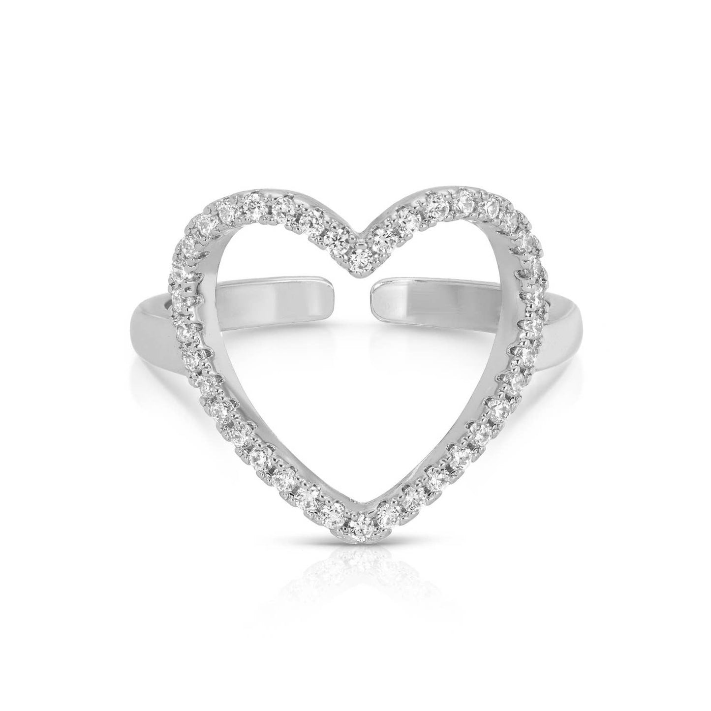 Pave Heart Adjustable Ring