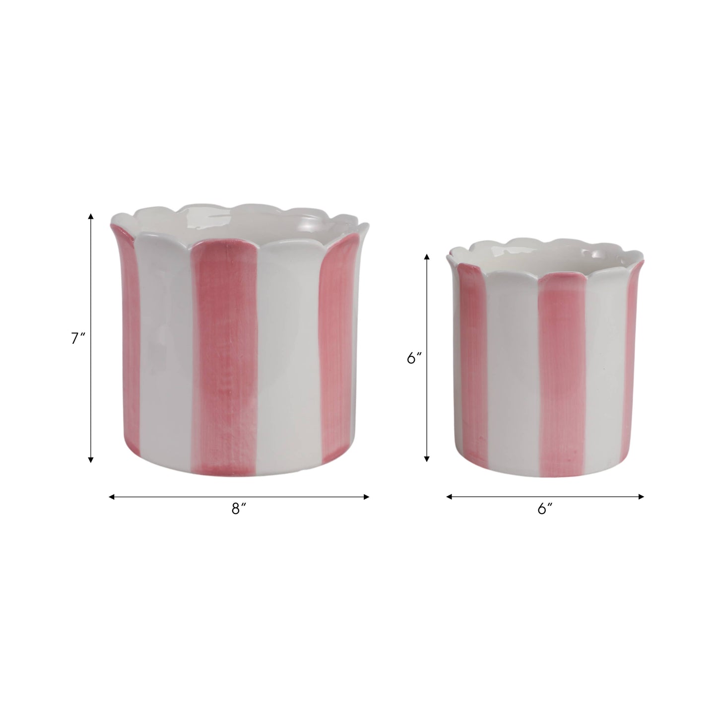 Pink Ceramic Striped Scallop, 6/8 in.
