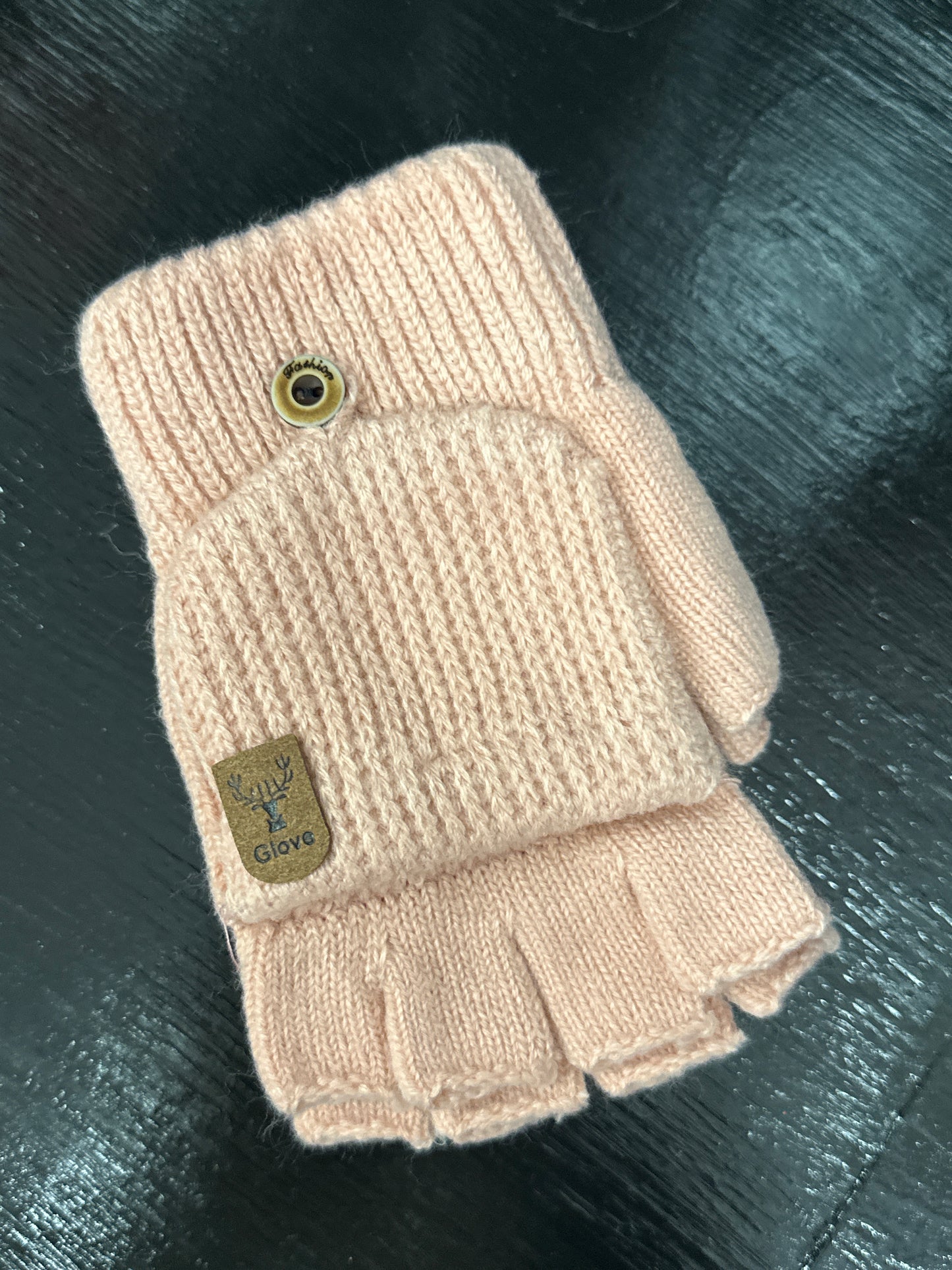 Winter Warm Half Finger Gloves-pink