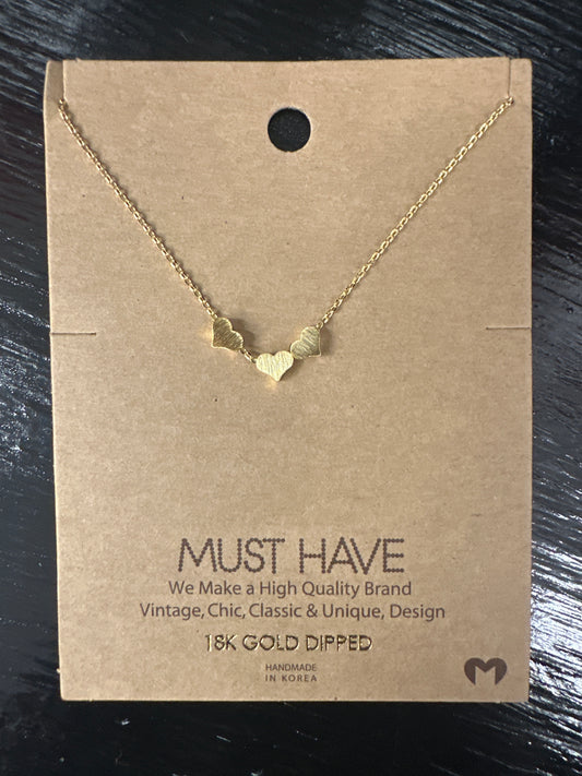 Three Dainty Hearts Necklace